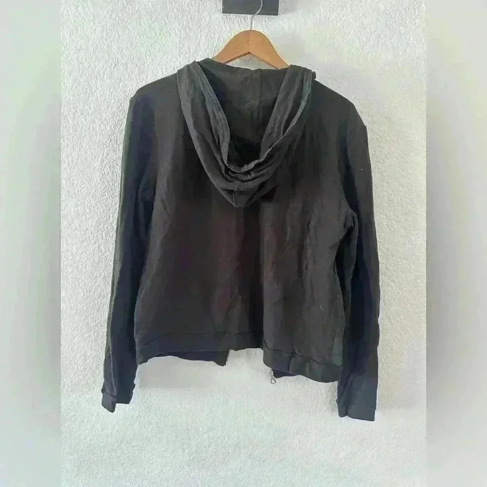 Joes bomber jacket Size Large Charcoal Grey/Black LEATHER and 100% Cotton unisex - Picture 4 of 7